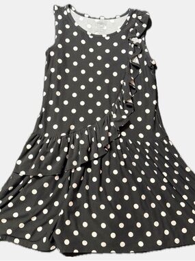 Girls' Black Polka Dot Ruffle Swing Dress